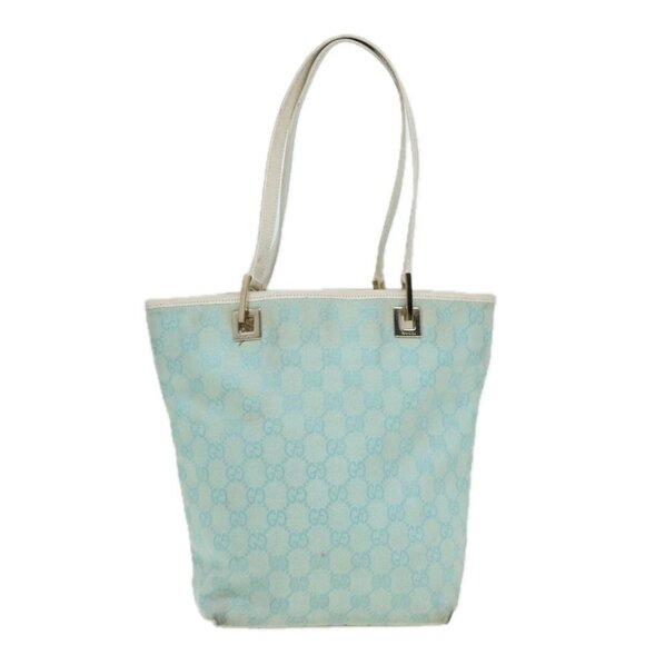 GUCCI GG Canvas Shoulder Bag Blue White - Picture 3 of 16
